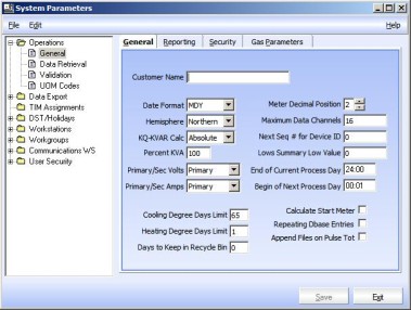 The system parameters dialog.